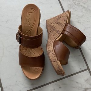 b.o.c. NWOT Light Brown “Pounce” Cork Wedge Sandals size 8